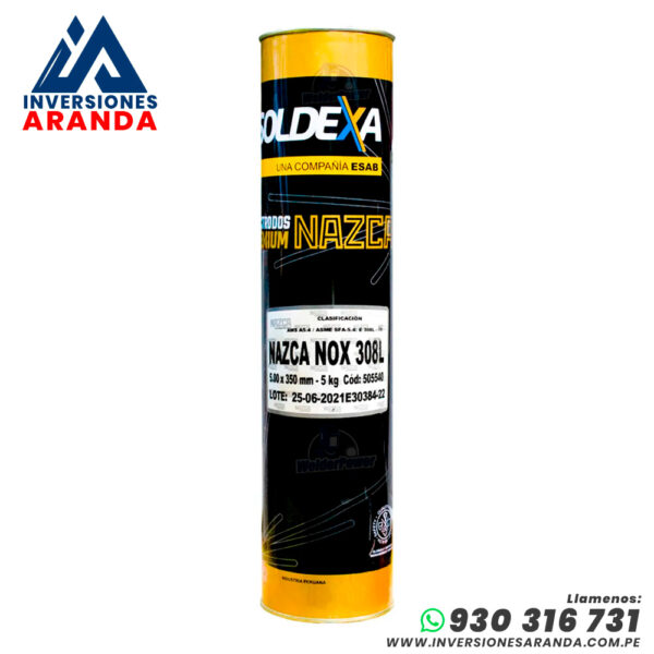 ELECTRODO NAZCA NOX 308L SOLDEXA