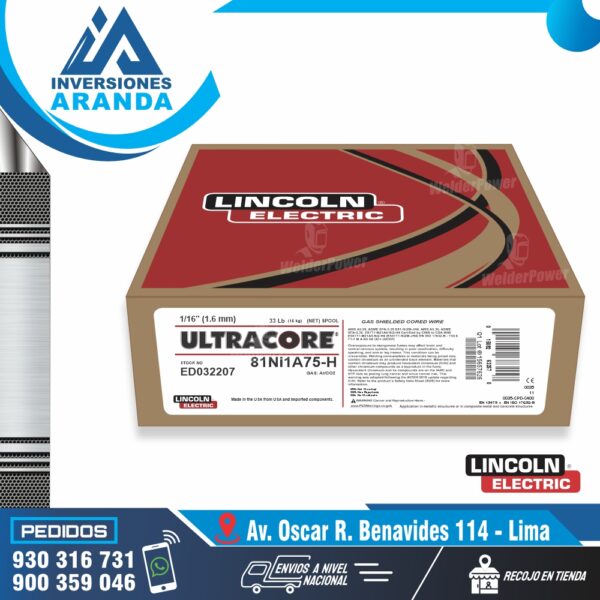 ALAMBRE TUBULAR ULTRACORE 81Ni1A75-H LINCOLN