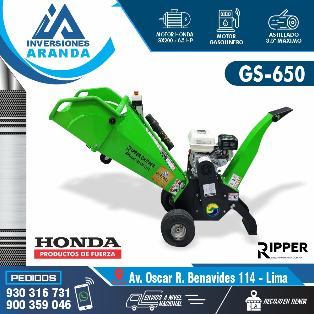 ASTILLADORA - CHIPEADORA PARA TRONCOS Y RAMAS GS-650 RIPPER ASTILLADORA - CHIPEADORA PARA TRONCOS Y RAMAS GS-650 RIPPER