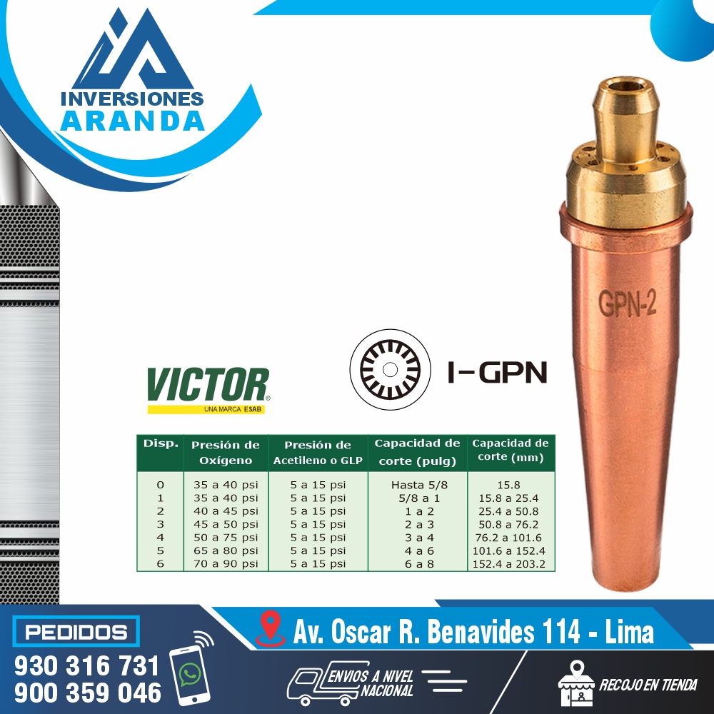 BOQUILLA DE CORTE GPN-2 VICTOR BOQUILLA DE CORTE GPN-2 VICTOR