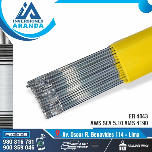 MATERIAL DE APORTE TIG ALUMINIO ER 4043 WP