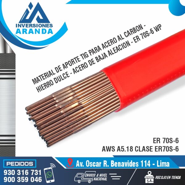 MATERIAL DE APORTE TIG PARA ACERO AL CARBON - ER 70S-6 WP