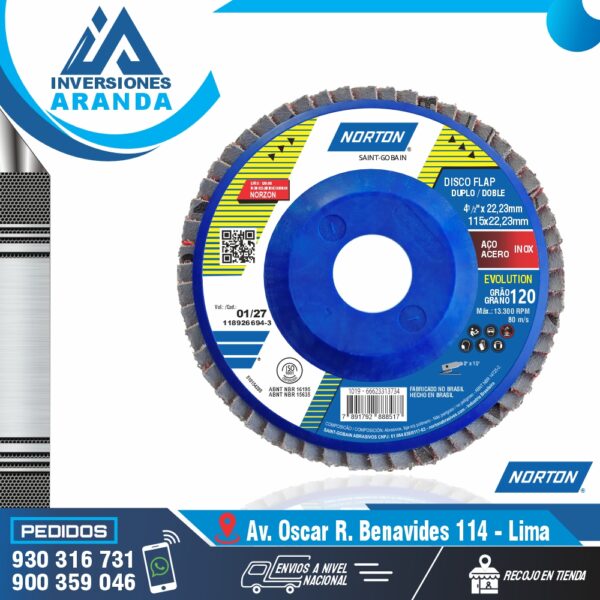 POLIFAN NORTON PARA ACERO INOXIDABLE GRANO 120 - NORTON