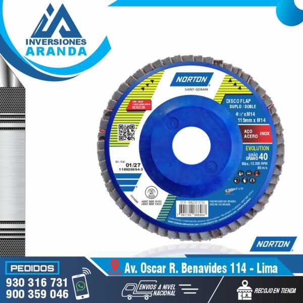 POLIFAN NORTON PARA ACERO INOXIDABLE GRANO 40 - NORTON