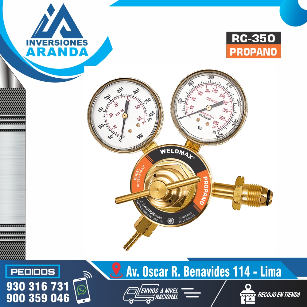 REGULADOR PROPANO RC-350 WELDMAX REGULADOR PROPANO RC-350 WELDMAX