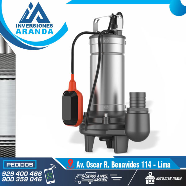 BOMBA DE AGUA SUMERGIBLE DE DESAGUES CON TRITURADOR LEO LSWM150CA