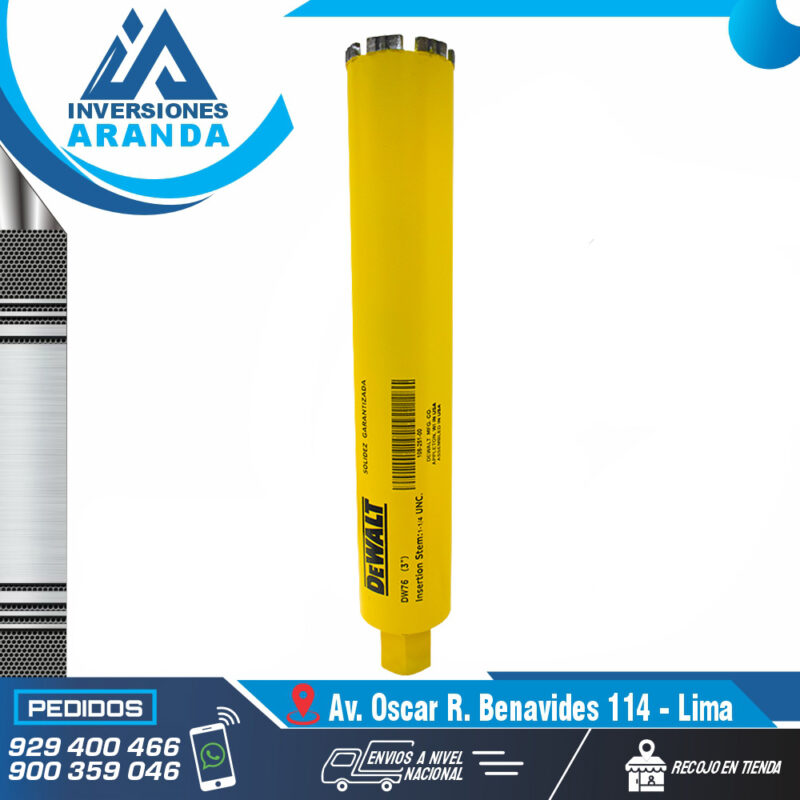 BROCA PARA DIAMANTINA DE 3" DEWALT DW76