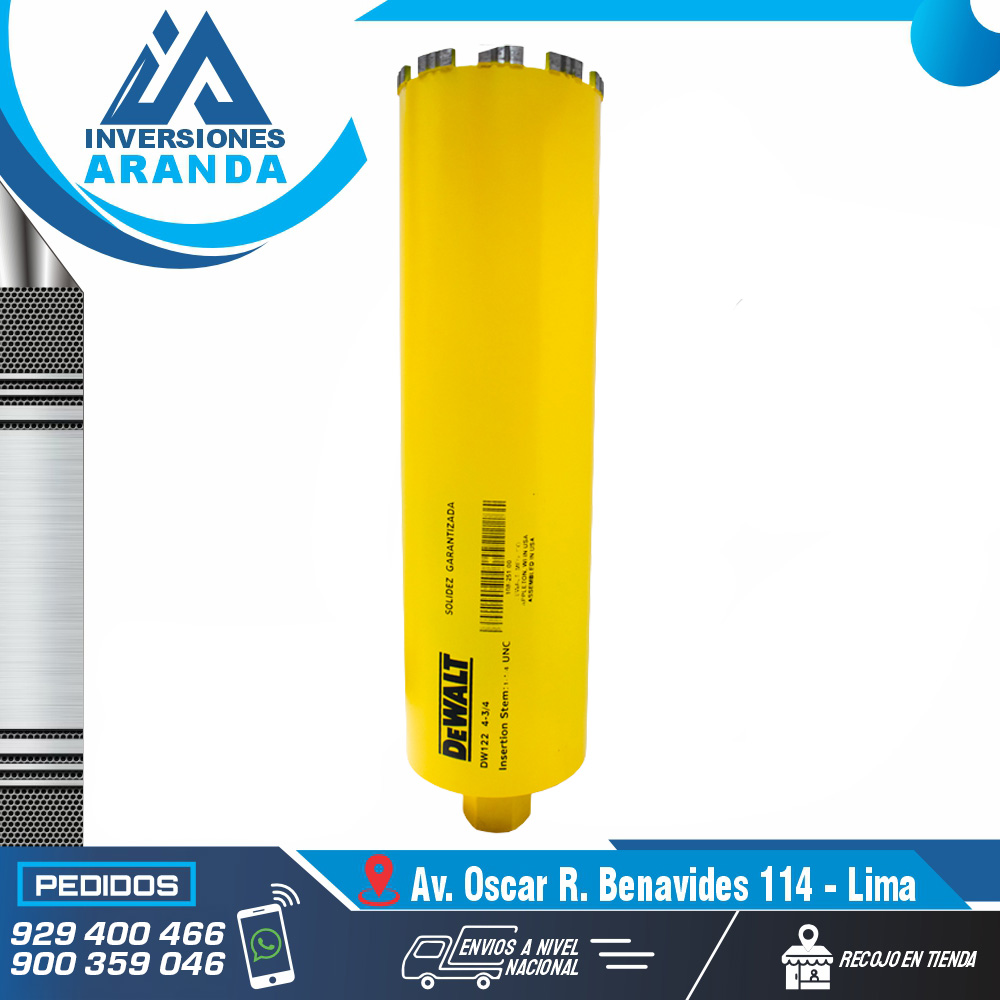 BROCA PARA DIAMANTINA DE 4-3-4 DEWALT DW122 BROCA PARA DIAMANTINA DE 4-3/4" DEWALT DW122