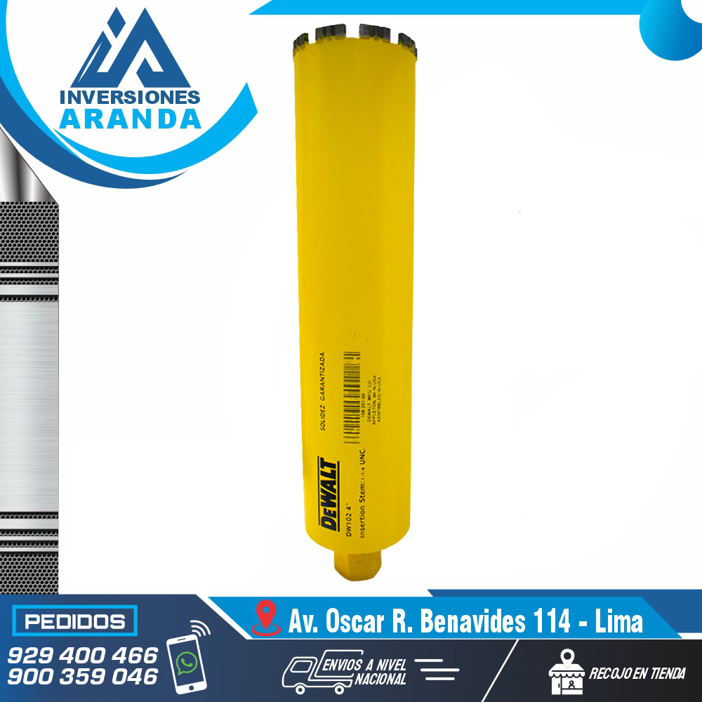 BROCA PARA DIAMANTINA DE 4 DEWALT DW102 BROCA PARA DIAMANTINA DE 4” DEWALT DW102