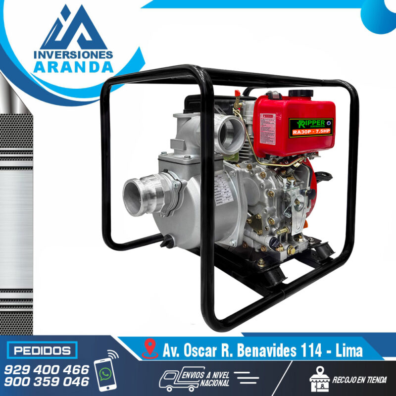 MOTOBOMBA DE GRAN CAUDAL AUTOCEBANTE DIESEL 3"X 3″RA30-7.5HP RIPPER