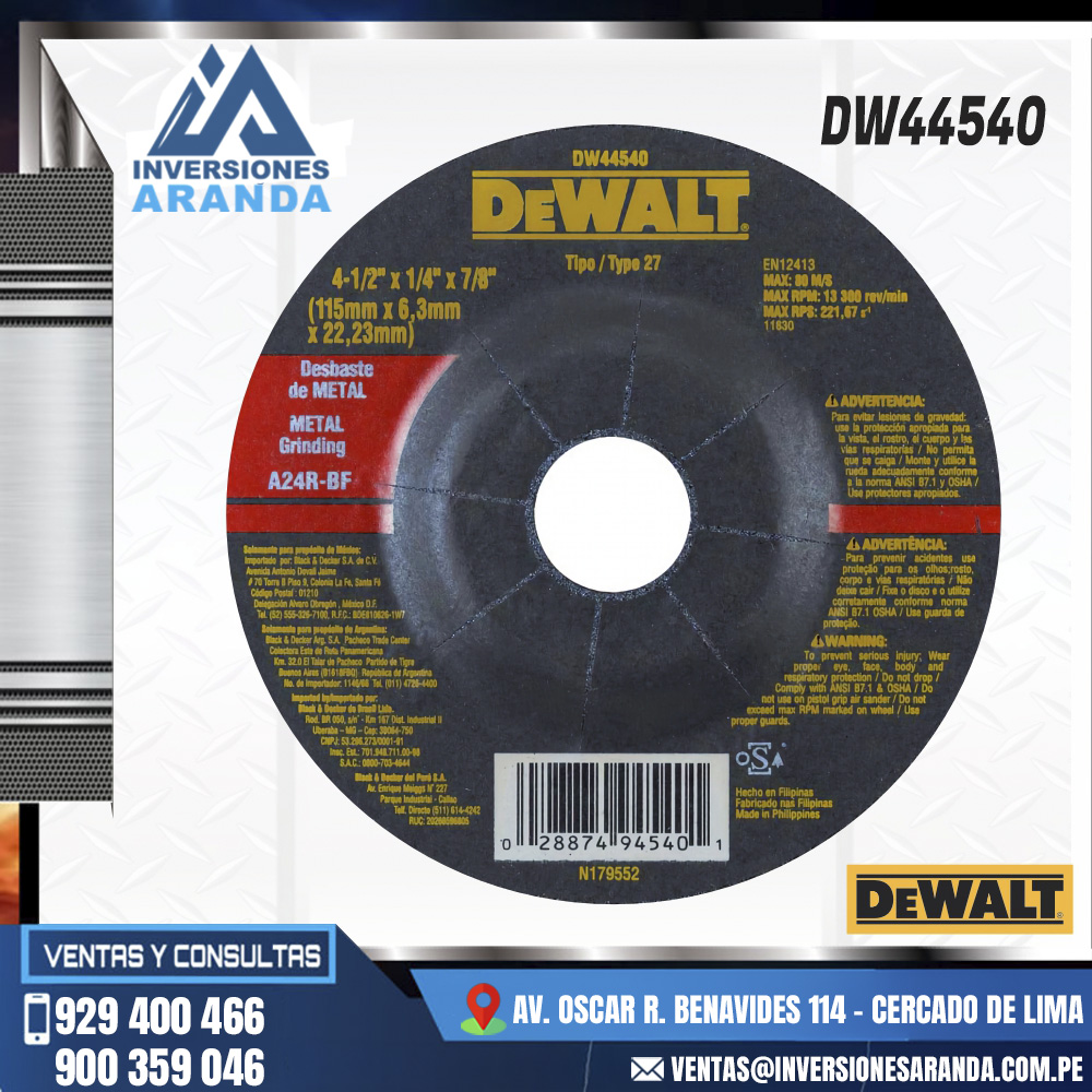 DISCO-ABRASIVO-DESBASTE-WD44540-DEWALT.jpg DISCO ABRASIVO DESBASTE WD44540- DEWALT - Imagen 1