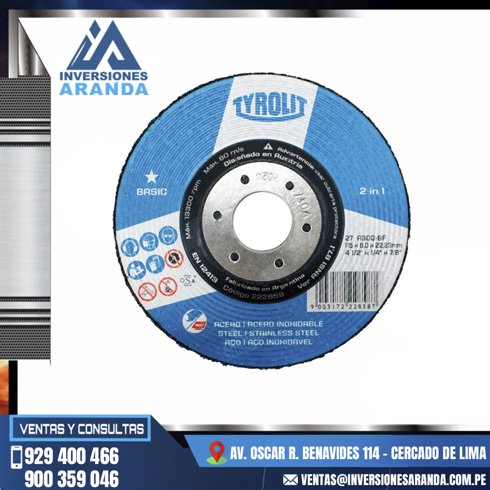 DISCO-DE-DESBASTE-41-2-X-1-4-X-7-8-MARCA-TYROLIT-.jpg DISCO DE DESBASTE 41/2 X 1/4 X 7/8 MARCA TYROLIT - Imagen 1