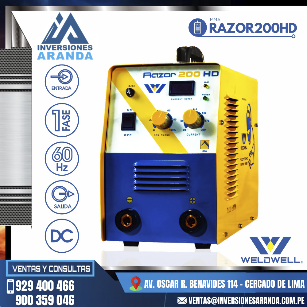 MAQUINA-DE-SOLDAR-RAZOR-200HD-WELDWELL®.jpg MAQUINA DE SOLDAR RAZOR 200HD - WELDWELL® - Imagen 1